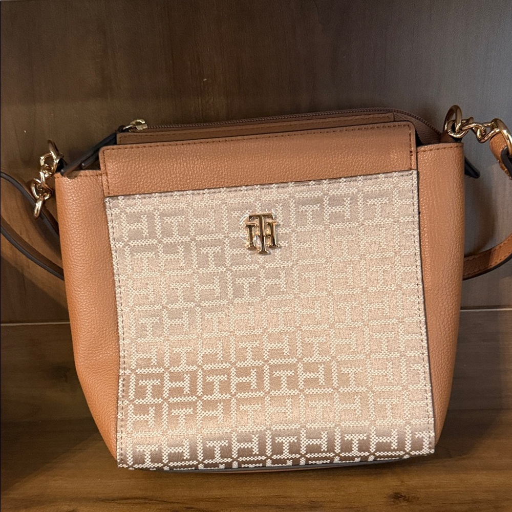 Tommy Hilfiger Tan and Cream Crossbody Bag